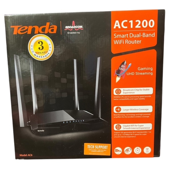 Tenda AC1200 Smart Dual-Band WiFi Router 4K UHD Streaming - Picture 5 of 7